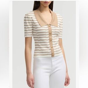 NVLT stripe brown short sleeve sweater Xs